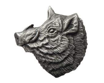 Wild Boar Pewter Brooch - Hand Made in The United Kingdom