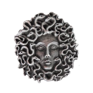Medusa Pewter Pin Badge - Hand Made in The United Kingdom