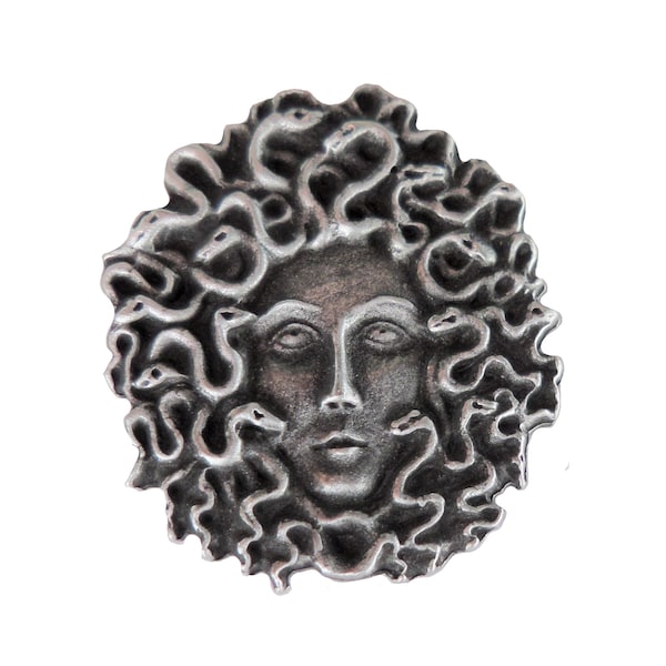 Medusa Pewter Pin Badge - Hand Made in The United Kingdom