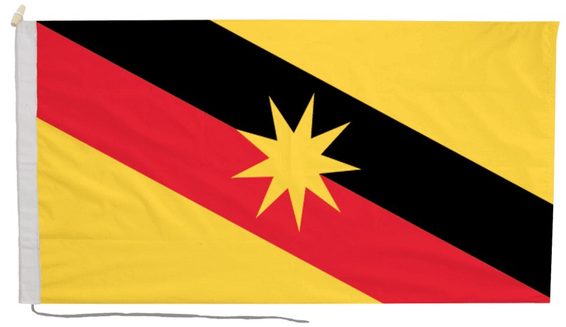 Sarawak Flag with Eyelets or Rope and Toggle Hand Made in the UK image 1