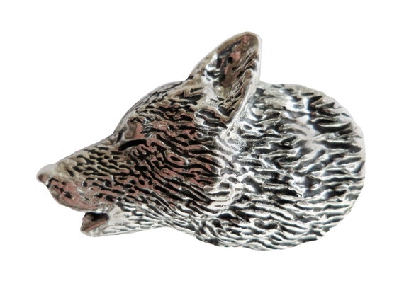 Wolf Head Pewter Pewter Pin Badge - Hand Made In Cornwall - Foto 14
