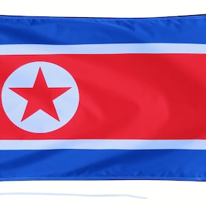 North Korea Flag with Eyelets or Rope and Toggle - Hand Made in the UK