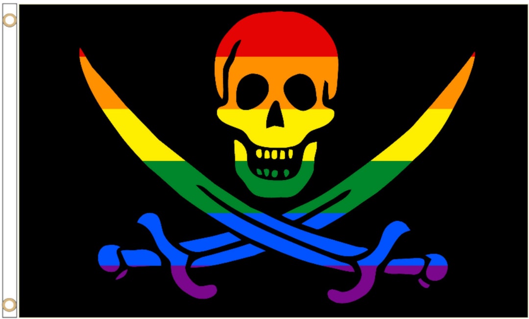 LGBTQ Pride Flag Rainbow Pirate 5'x3' Etsy
