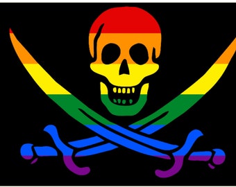 LGBTQ+ Pride Flag - Rainbow Pirate 5'x3'