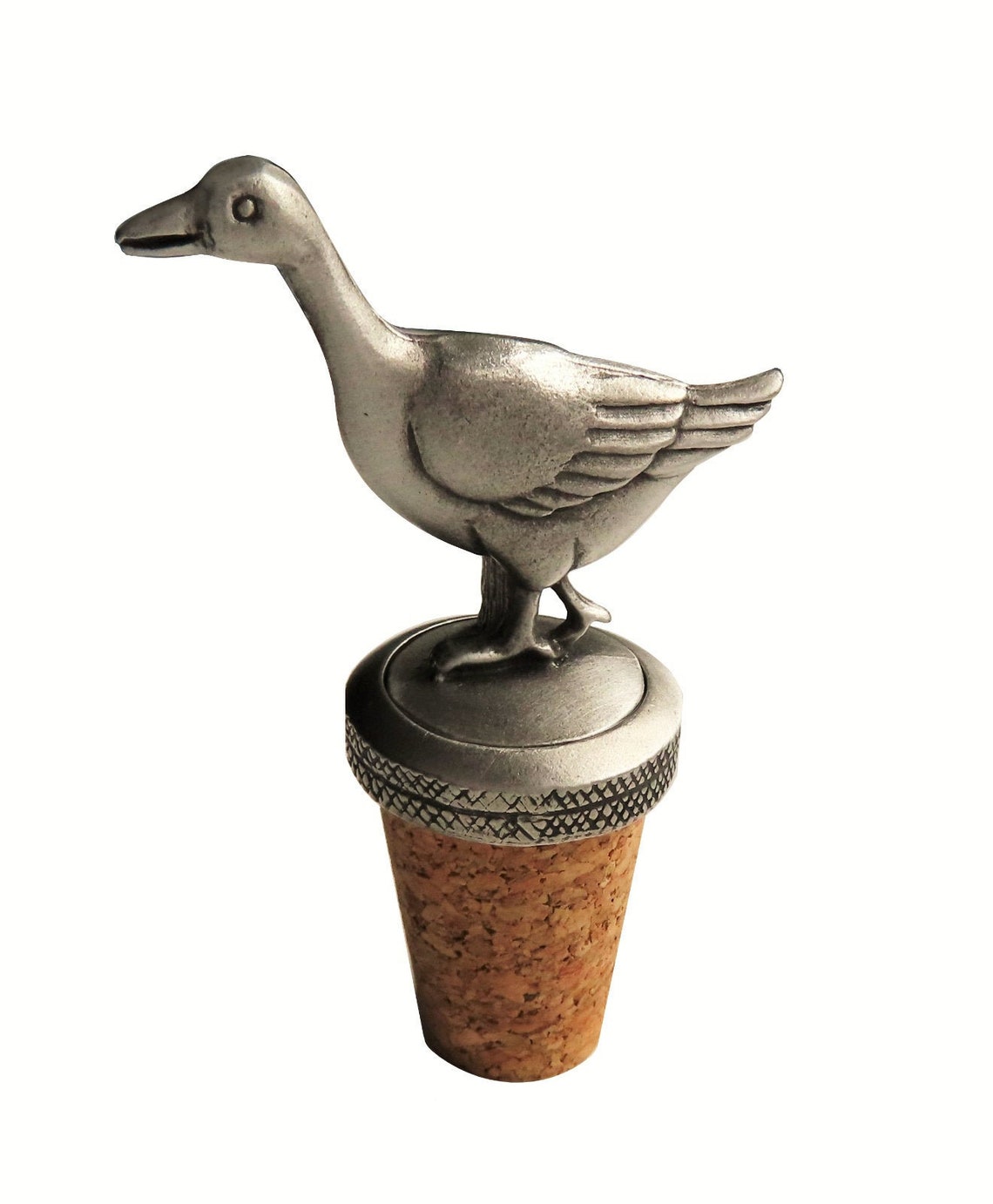 Goose Pewter and Cork Wine Bottle Stopper Hand Made in the Etsy