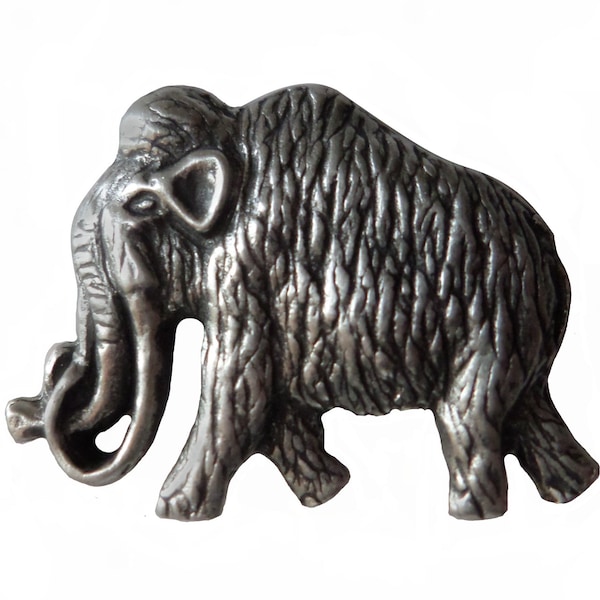 Woolly Mammoth Pewter Pin Badge - Hand Made in The United Kingdom