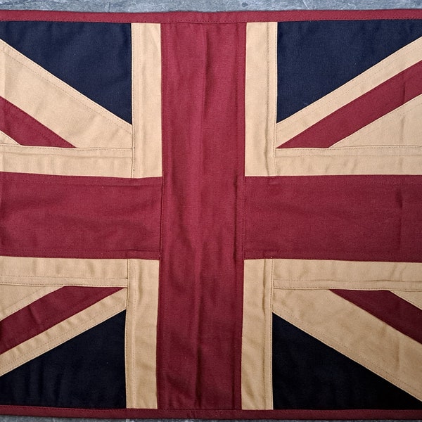 Drapeau du Royaume-Uni Union Jack, entièrement cousu, vieilli et d'aspect vintage, 76 cm x 43 cm - 4 oeillets de suspension