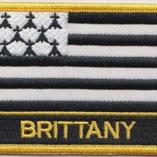 Brittany Flag Rectangular Embroidered Patch