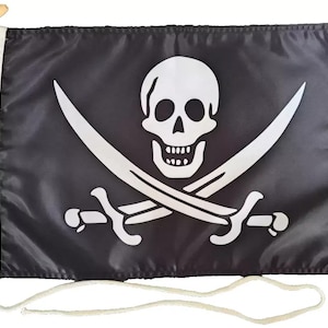 Jack Rackhan Pirate Skull & Crossbones Boat Flag with Rope and Toggle - Exclusive to 1000Flags Ltd