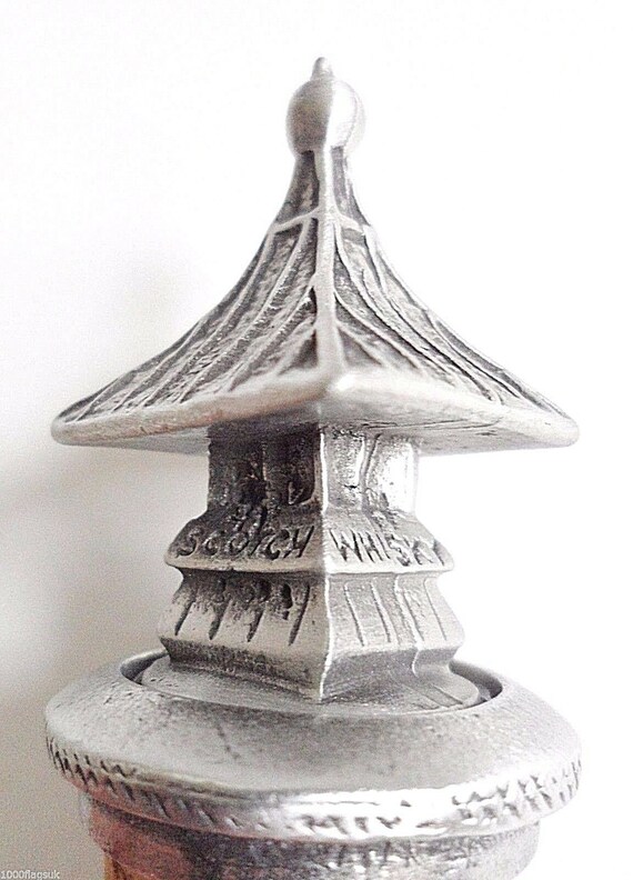 Scottish Scotch Whisky Pagoda Hand Crafted Pewter Bottle Stopper Wine Saver 