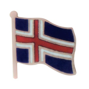 Iceland Wavy Flag Pin Badge