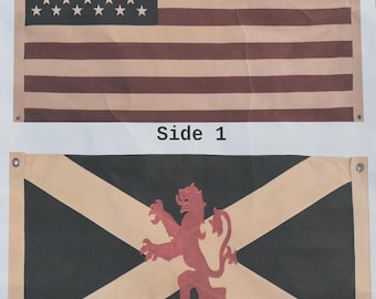 Scotland and USA Friendship Fully Sewn Large Cotton Flag - 100cm x 50cm - 4 Eyelets