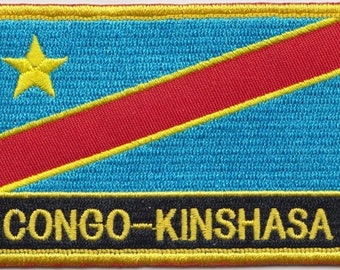 Congo Kinshasa Flag Rectangular Embroidered Patch