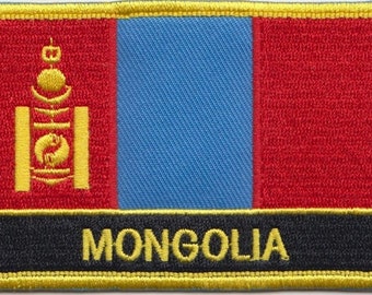 Mongolia Flag Rectangular Embroidered Patch