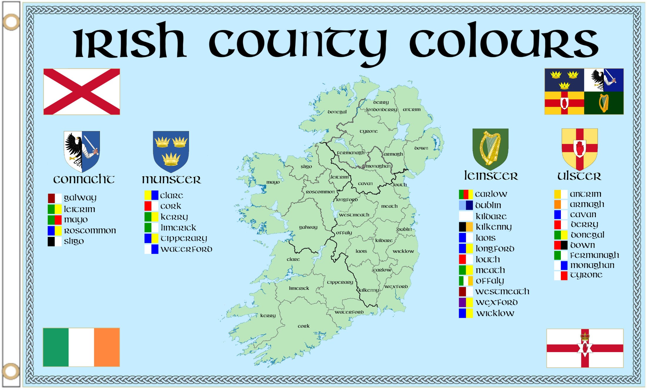 Ireland GAA County Colours Map 5 x3 Flag Etsy Australia
