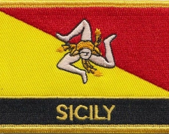 Sicily Flag Rectangular Embroidered Patch