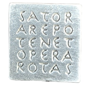 Sator Square Latin Palindrome Pewter Pin Badge - Hand Made in The United Kingdom
