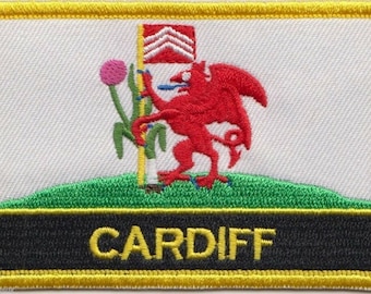 Cardiff City Flag Rectangular Embroidered Patch
