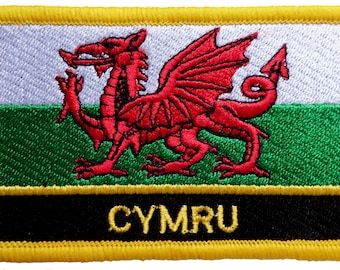 Wales Cymru Flag Rectangular Embroidered Patch