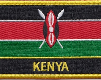 Kenya Flag Rectangular Embroidered Patch