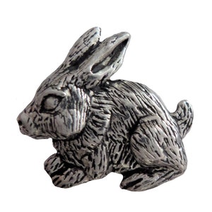 Bunny Rabbit Pewter Pin Badge - Hand Made in Cornwall
