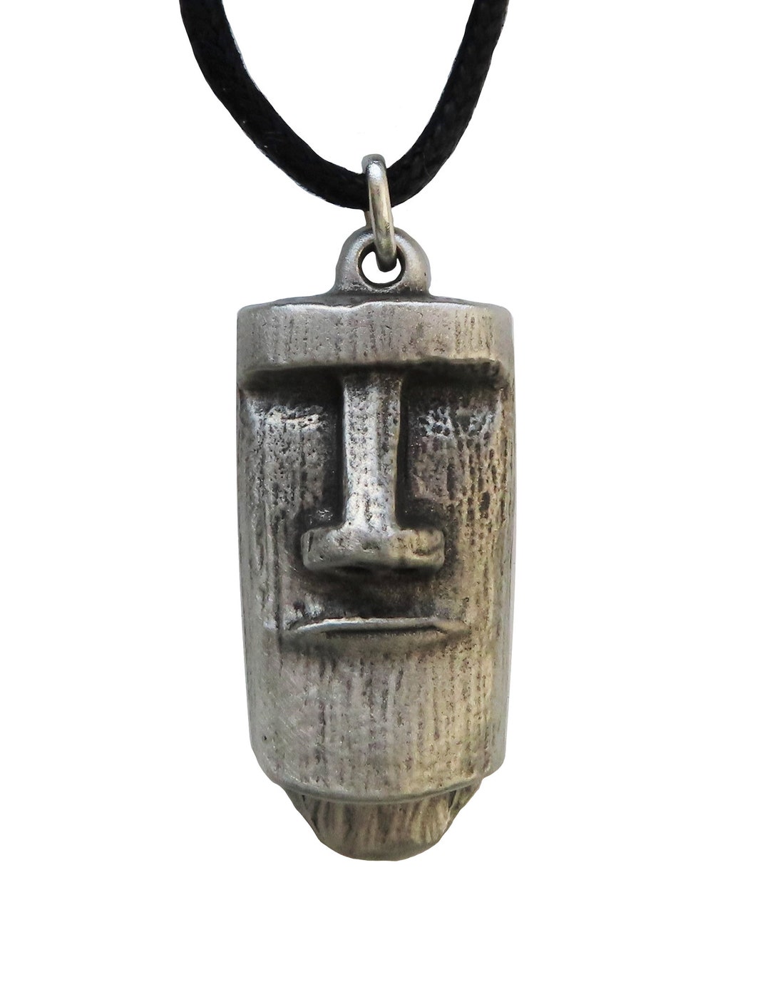 Easter Island Head Rapa Nui Mo'ai Pewter Pendant Necklace Hand Made in