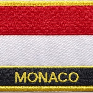 Monaco Flag Rectangular Embroidered Patch