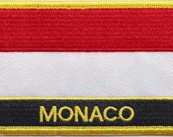 Monaco Flag Rectangular Embroidered Patch