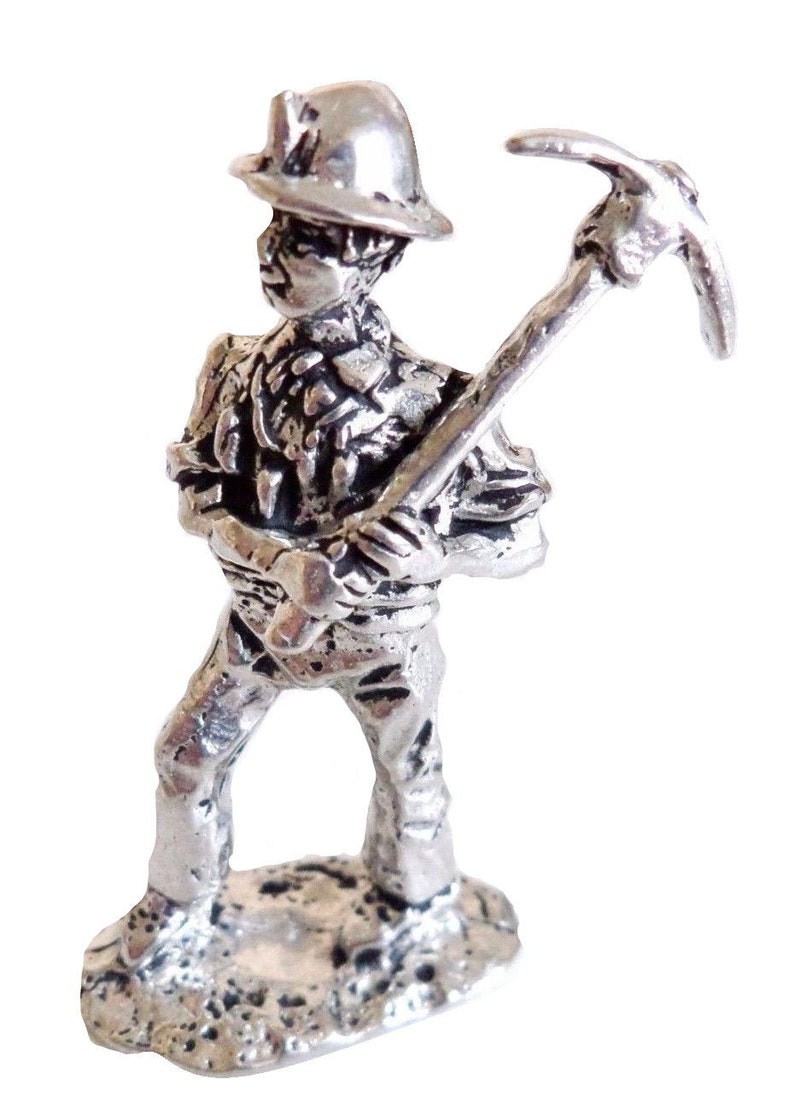 Hand Made in Cornwall Cornish Tin Miner With Pick Solid Pewter Ornament