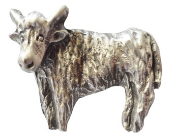 Scotland Highland Cow Pewter Pin Badge - Hand Made in The United Kingdom