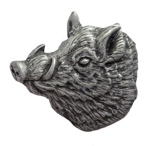 Wild Boar Pewter Pin Badge - Hand Made in The United Kingdom