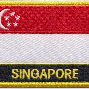 Singapore Flag Rectangular Embroidered Patch