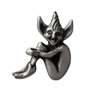 Cornish Pixie Piskie Lucky Pewter Pin Badge - Hand Made in The United Kingdom