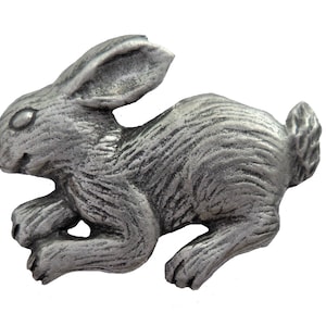 Bouncing Bunny Playful Rabbit Pewter Pin Badge - Hand Made in The United Kingdom
