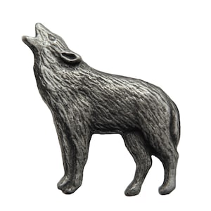 Howling Wolf Pewter Brooch - Hand Made in the United Kingdom