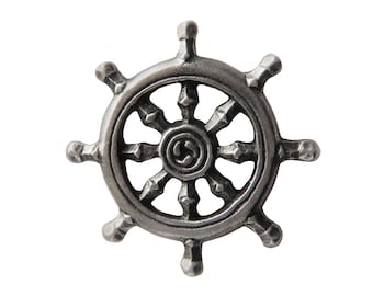 Wheel of Dharma Dharmachakra Buddhism Pewter Pin Badge - Hand Made in The United Kingdom
