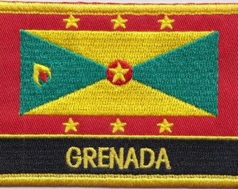 Grenada Flag Rectangular Embroidered Patch