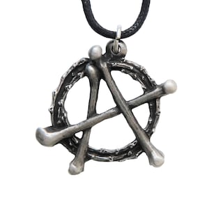 Anarchy Bones Pirate Pewter Pendant Necklace - Hand Made in The United Kingdom
