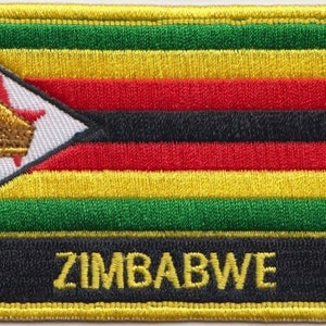 Zimbabwe Flag Rectangular Embroidered Patch