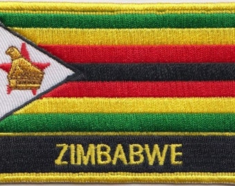 Zimbabwe Flag Rectangular Embroidered Patch