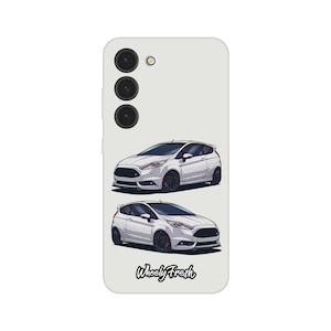 White MK7 Ford Fiesta - Samsung Clear Flexi Phone Case - WheelyFresh