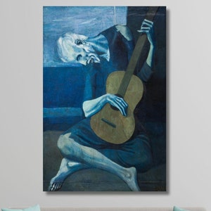 Picasso The Old Guitarist Canvas,The Old Guitarist by Picasso, Modern Canvas Design Wrapped or Framed,Art Reproduction, Christmas Gift