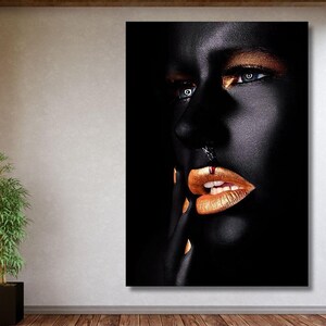 African Gold Woman Canvas Wall Art, Woman Wall Set, Extra Large Wall Art, African American Wall Art living room wall art Christmas Gift