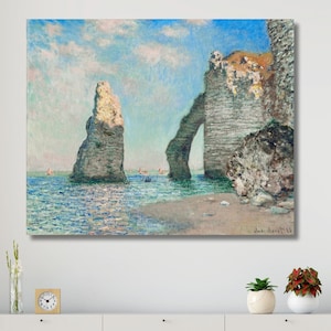 Los acantilados de Étretat (1885) de Claude Monet, lienzo moderno, diseño de lienzo de Claude Monet, regalo de Navidad