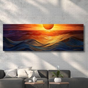 Sunrise Wood Wall Art Above Bed Decor Canvas Wooden Long Sunshine Bedroom Wall hanging setting sun rising sun Gift Christmas Gift