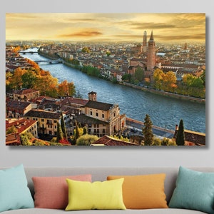 Verona Canvas Print Art,Italy Verona Canvas Wall Art,Verona Skyline,Verona Painting,Verona Print living room wall art Gift Christmas Gift