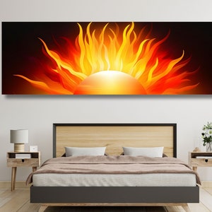 Panoramic Sunrise Wood Wall Art Above Bed Decor Canvas Wooden Long Sunshine Bedroom Wall hanging setting sun rising sun Christmas Gift