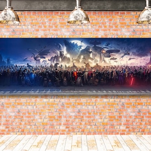 Movie pano on canvas, Blockbuster Fine Art Panorama Canvas Print, 150 Movie Blockbuster Characters Panorama,Eye Catcher Movie Fan Gift