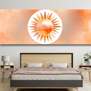 Panoramic Sunrise Wood Wall Art Above Bed Decor Canvas Wooden Long Sunshine Bedroom Wall hanging setting sun rising sun Christmas Gift