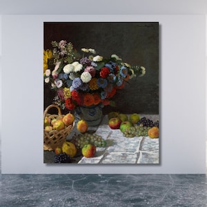 Still Life with Flowers and Fruit (1869) by Claude Monet  Canvas Wall Art Poster print art Claude Monet canvas Design Christmas Gift